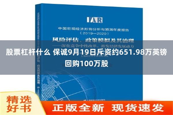 股票杠杆什么 保诚9月19日斥资约651.98万英镑回购100万股