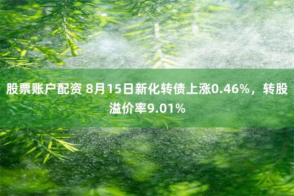 股票账户配资 8月15日新化转债上涨0.46%，转股溢价率9.01%